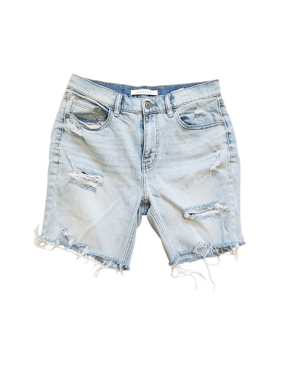 eunina Light Blue Distressed Denim Shorts - Frame Denim. Size Small. Summer